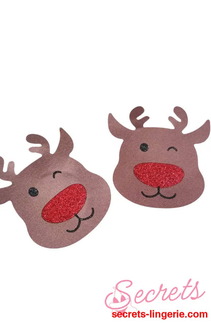 YesX YX960 Brown/Red Reindeer Nipple Covers - Brown / One Size
