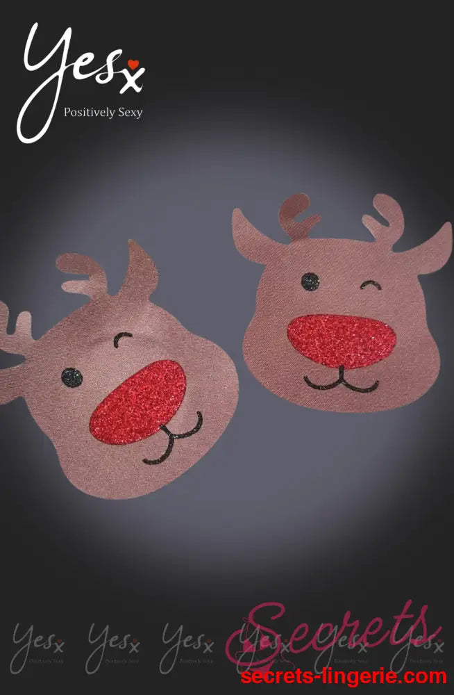 YesX YX960 Brown/Red Reindeer Nipple Covers - Brown / One Size