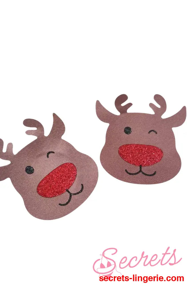 YesX YX960 Brown/Red Reindeer Nipple Covers - Brown / One Size