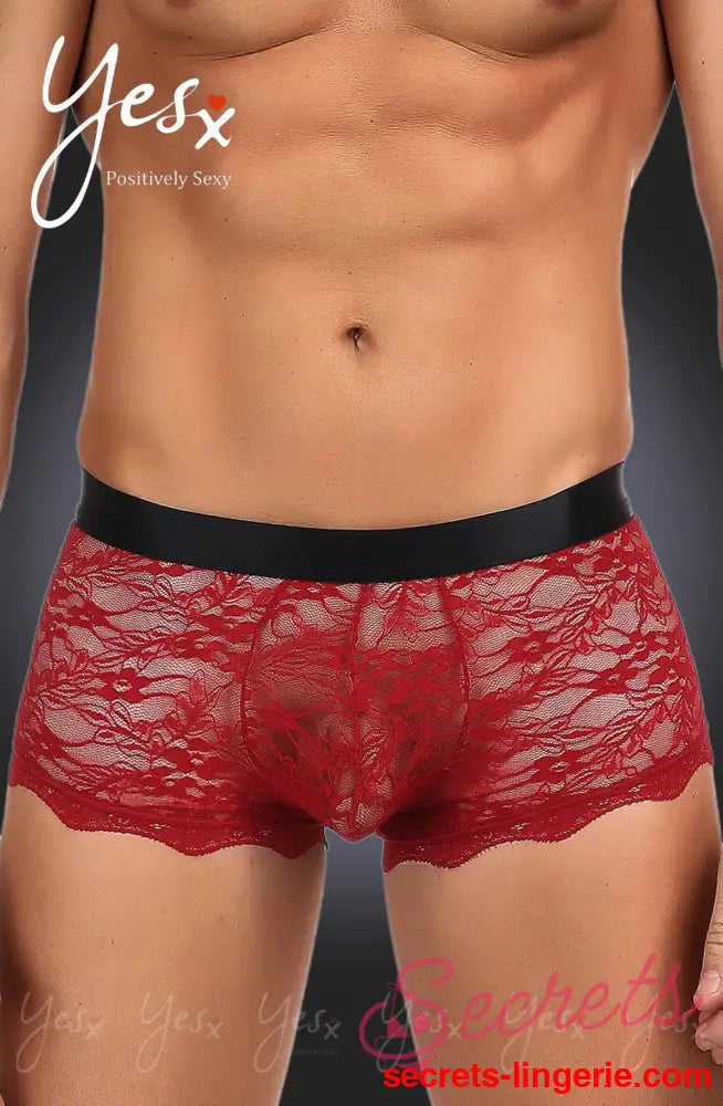 YesX YX976 Mens Boxer Brief Red/Black