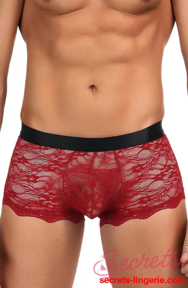 YesX YX976 Mens Boxer Brief Red/Black