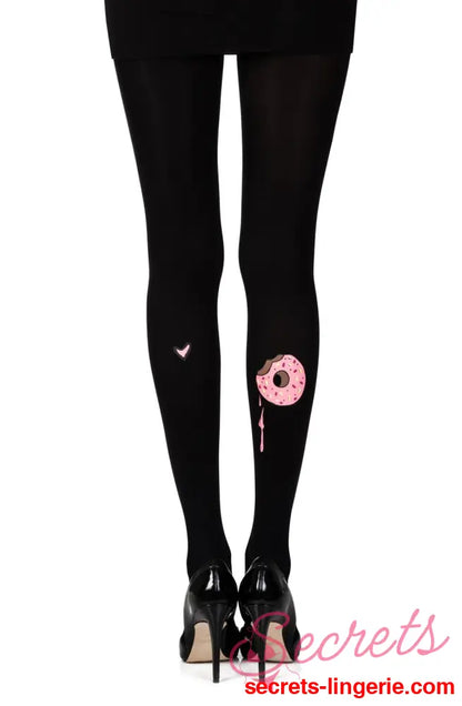 Zohara ’A Donut Bite’ Black Print Tights