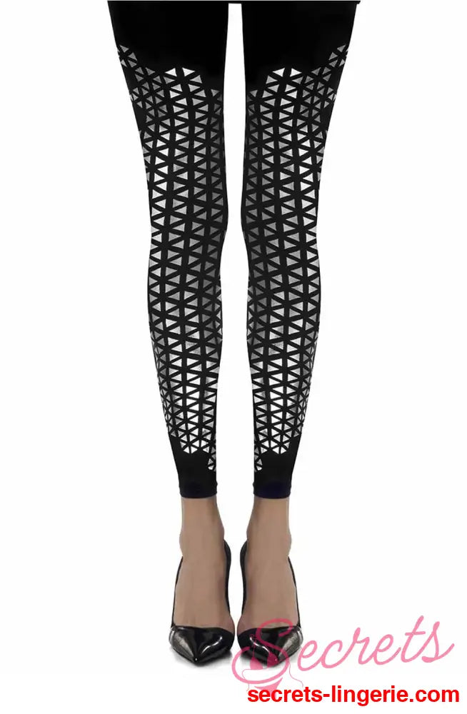 Zohara ’Beat Goes On’ Black Print Footless Tights