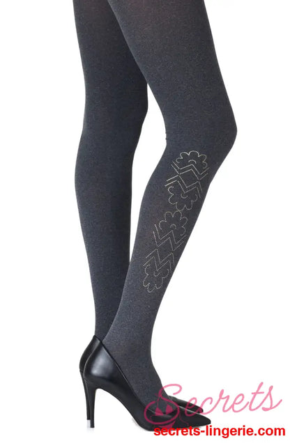 Zohara ’Caught In The Metal’ Heather Grey Print Tights