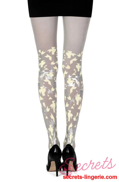 Zohara ’Confetti’ Grey Print Tights
