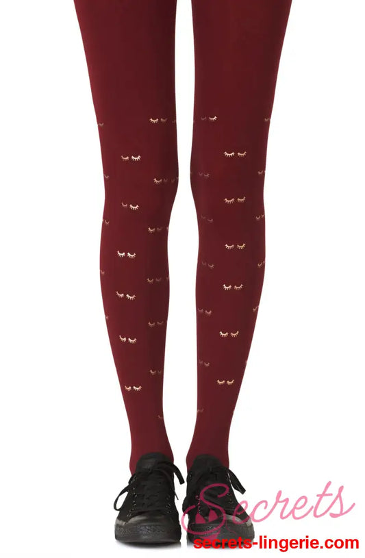 Zohara ’Daydreaming’ Burgundy Print Tights