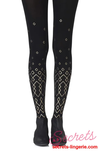 Zohara ’Diamonds Are Forever’ Black Print Tights
