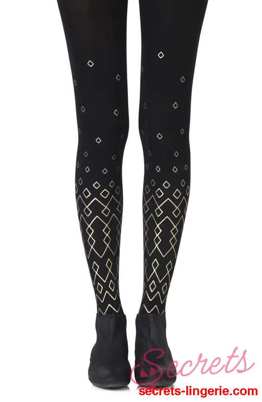Zohara ’Diamonds Are Forever’ Black Print Tights