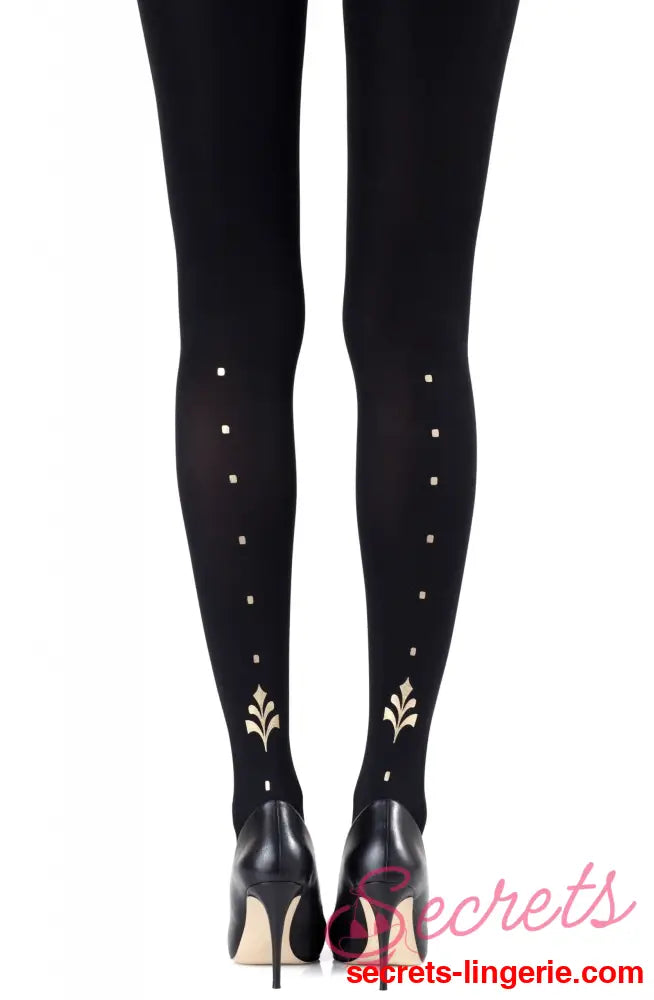 Zohara ’Dot Calm’ Gold Print Tights