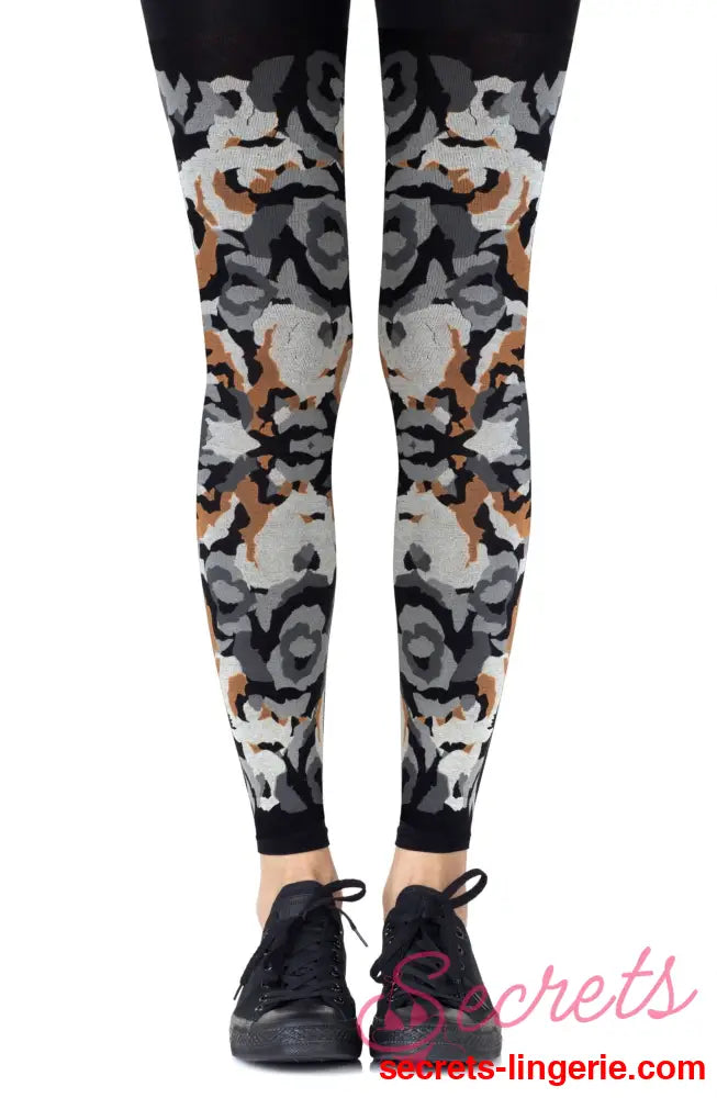 Zohara ’Earth Goddess’ Grey Orange Footless Tights