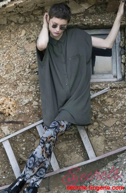 Zohara ’Earth Goddess’ Grey Orange Print Tights