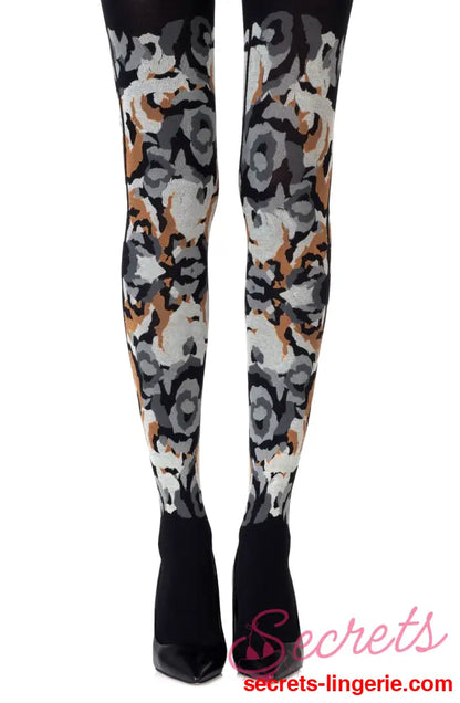 Zohara ’Earth Goddess’ Grey Orange Print Tights