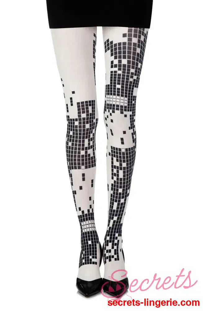 Zohara ’Game Boy’ Cream Print Tights