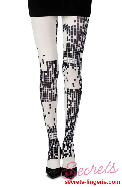 Zohara ’Game Boy’ Cream Print Tights