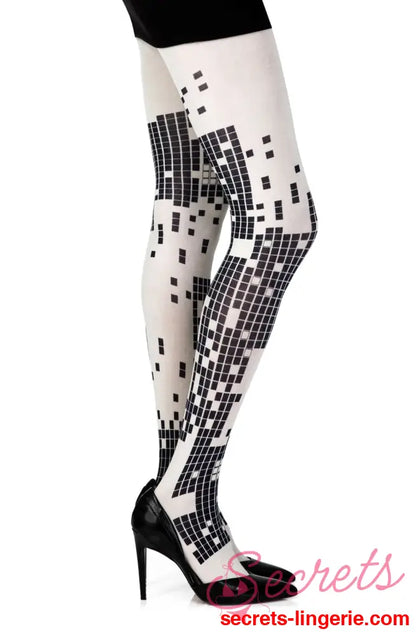 Zohara ’Game Boy’ Cream Print Tights