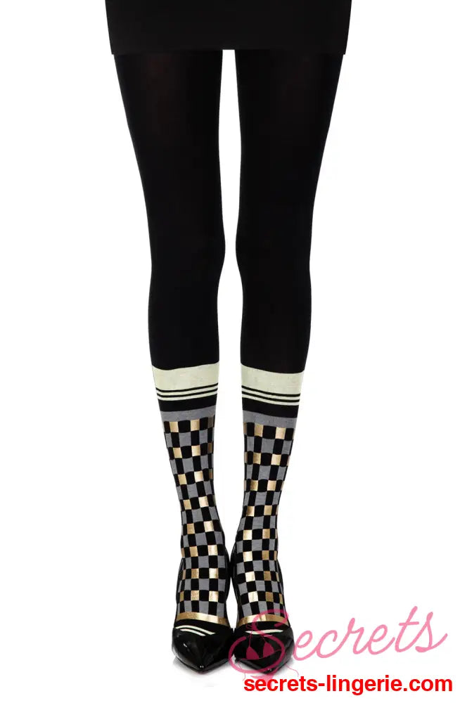 Zohara ’Happy Socks’ Black Print Tights