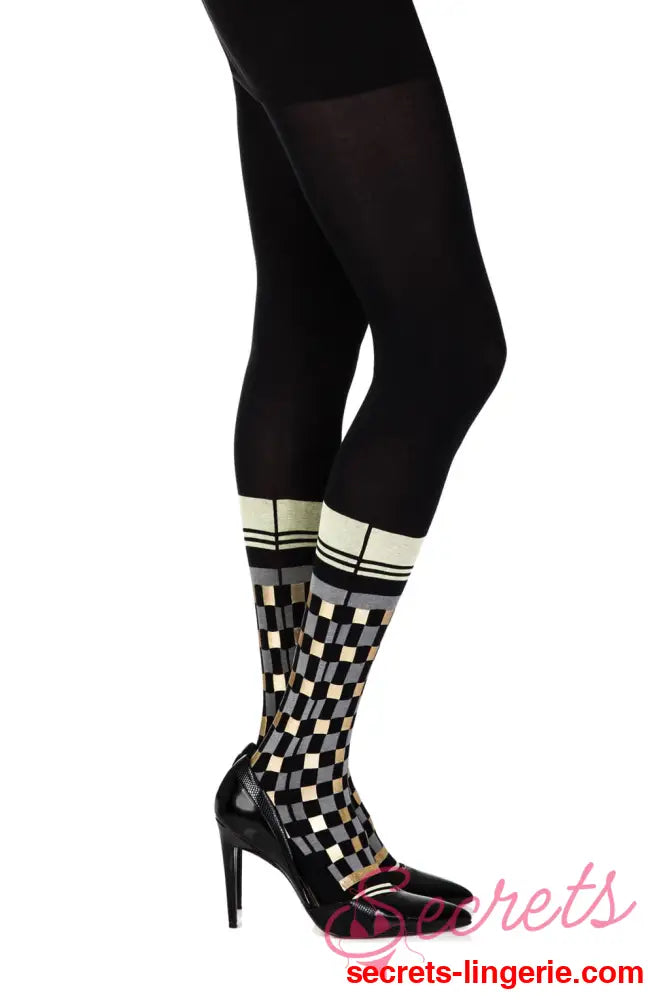 Zohara ’Happy Socks’ Black Print Tights