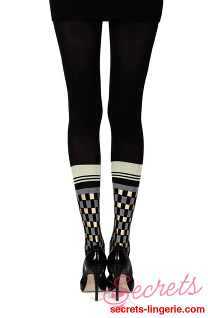 Zohara ’Happy Socks’ Black Print Tights