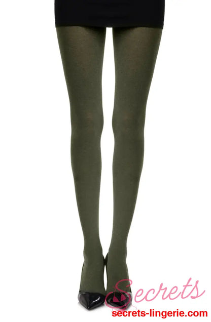 Zohara Heather Green Opaque Tights