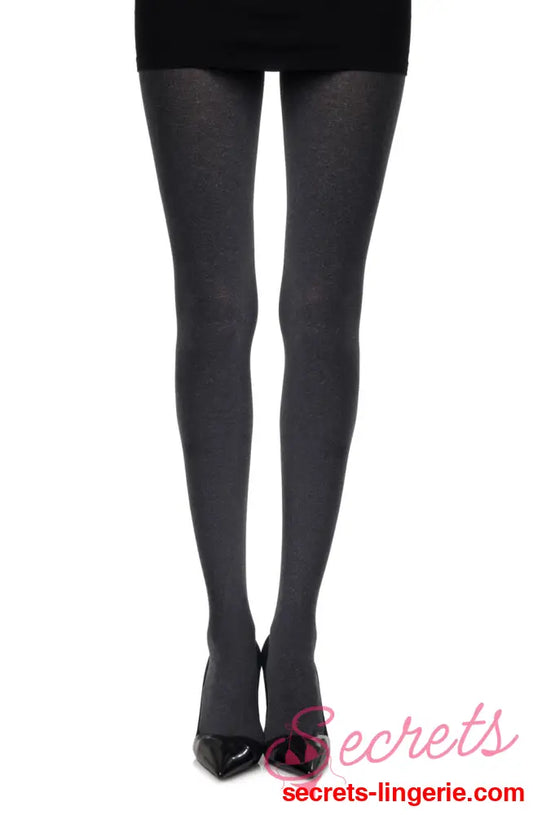 Zohara Heather Grey Opaque Tights - Heather Grey / Size 2