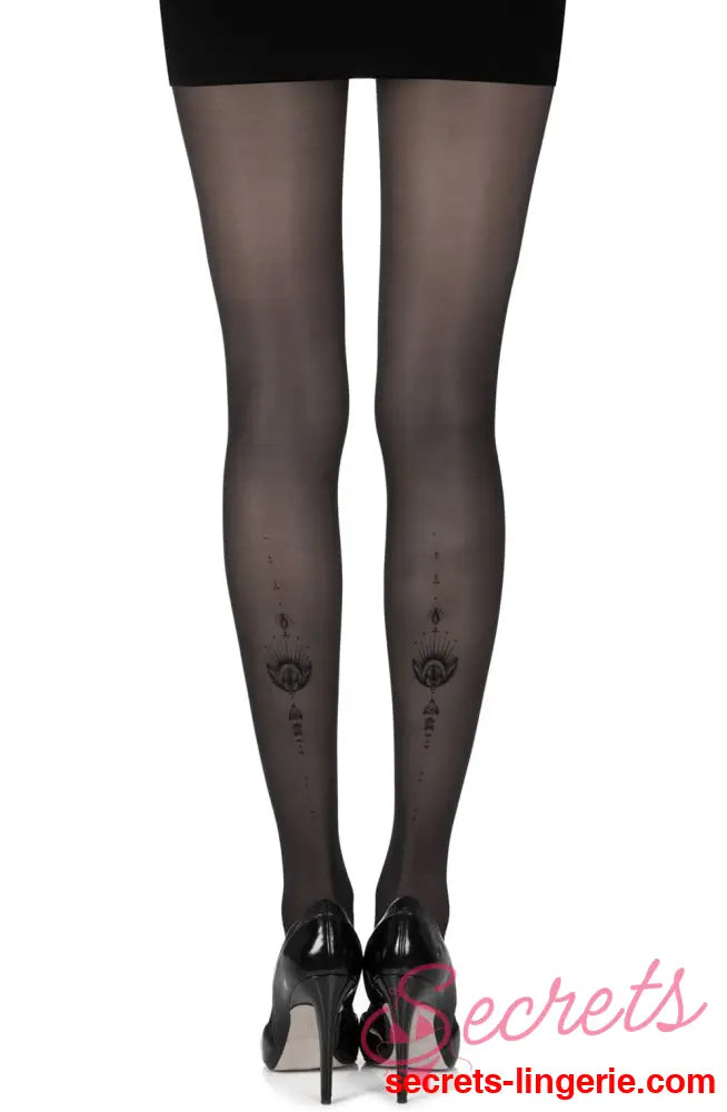 Zohara ’Jewel In The Night’ Black Sheer Print Tights