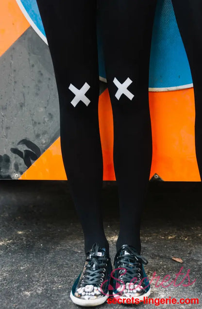 Zohara ’Kiss And Tell’ Light Grey Print Tights