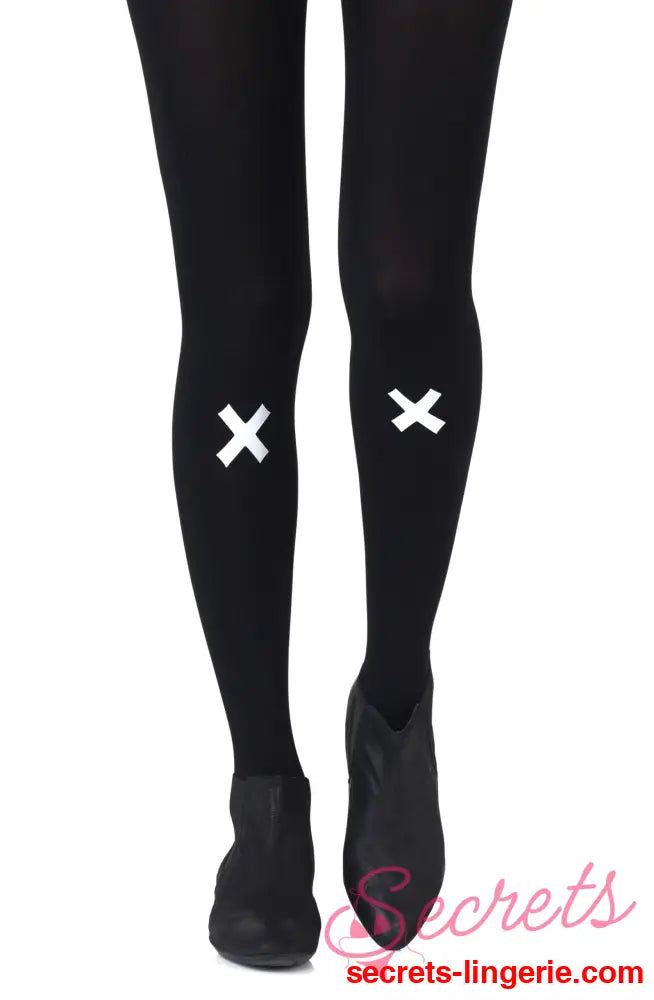 Zohara ’Kiss And Tell’ Light Grey Print Tights