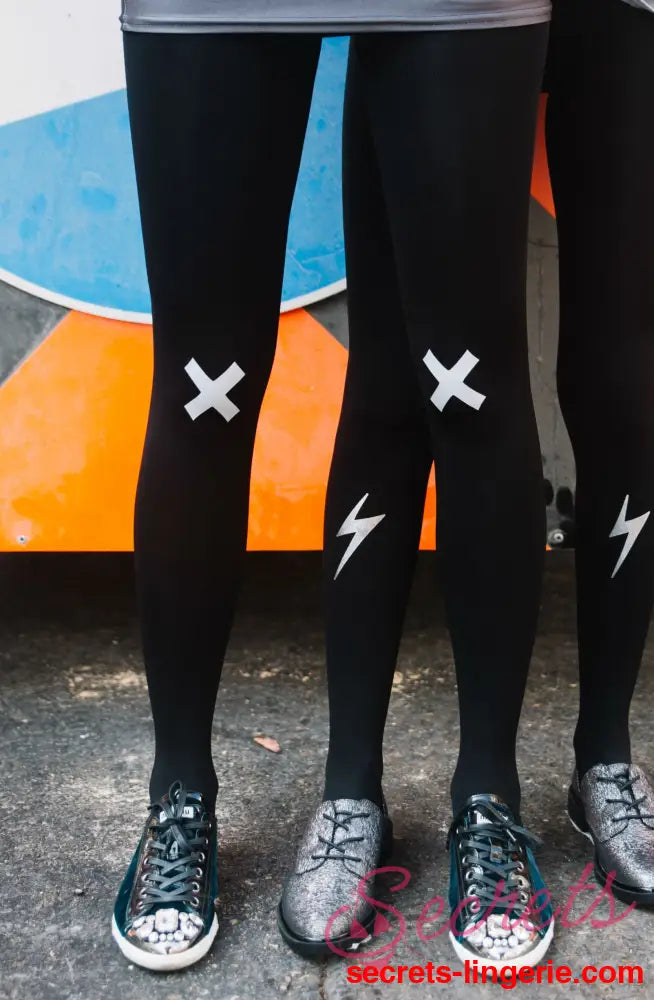 Zohara ’Kiss And Tell’ Light Grey Print Tights