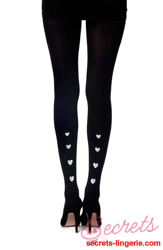 Zohara Love Me Tender’ Black Print Tights’