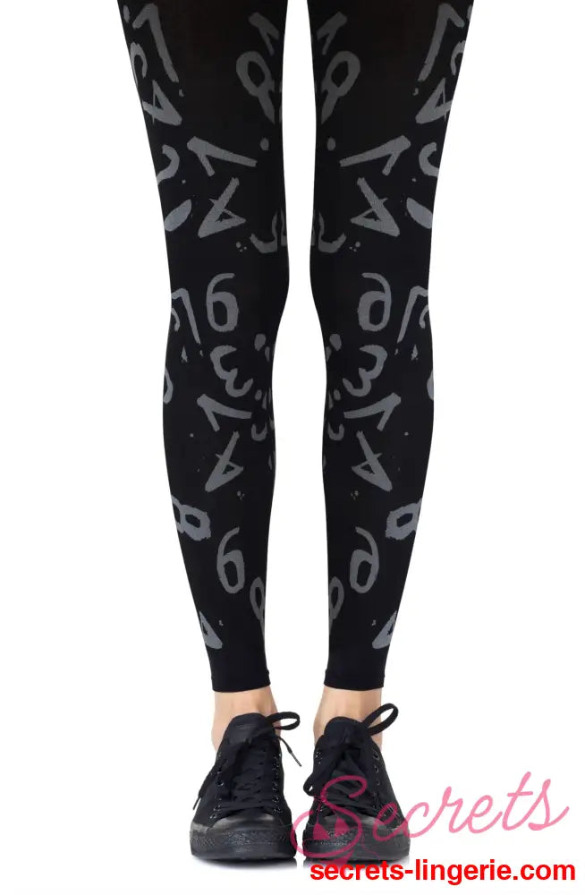 Zohara ’Lucky Number’ Light Grey Print Footless Tights