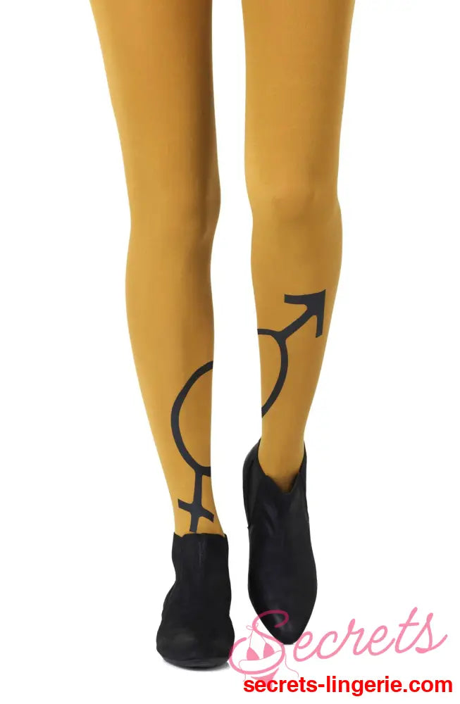 Zohara ’Mars + Venus’ Black Print Tights