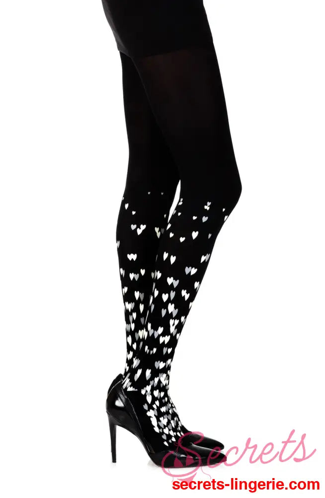 Zohara ’Queen Of Hearts’ Black Print Tights