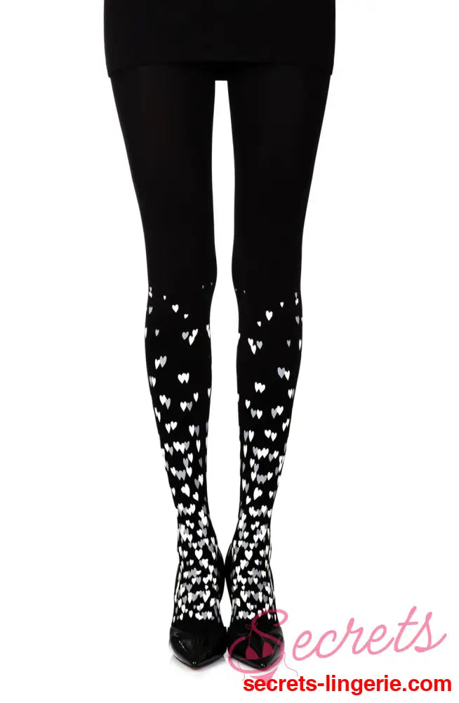 Zohara ’Queen Of Hearts’ Black Print Tights