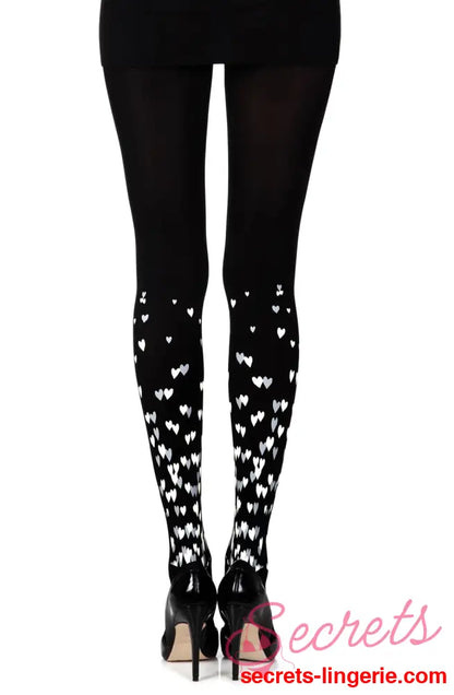 Zohara ’Queen Of Hearts’ Black Print Tights