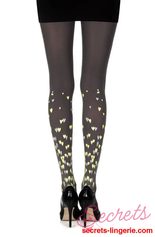Zohara ’Queen Of Hearts’ Grey Print Tights