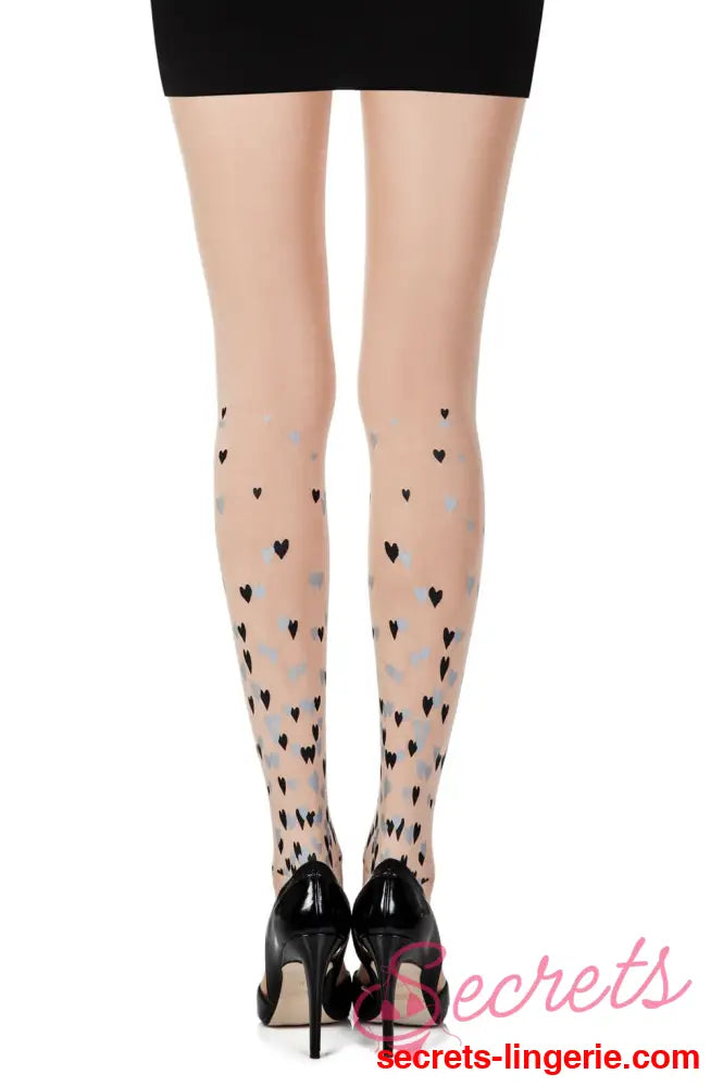 Zohara ’Queen Of Hearts’ Powder Print Tights