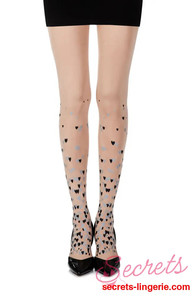 Zohara ’Queen Of Hearts’ Powder Print Tights