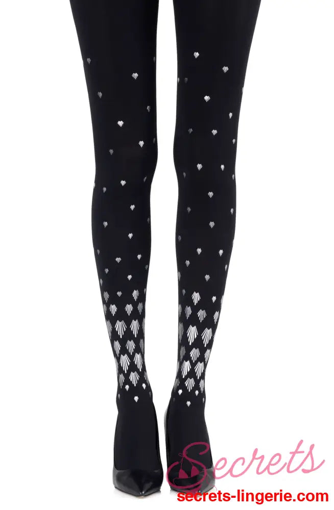 Zohara ’Shell Out’ Black Print Tights