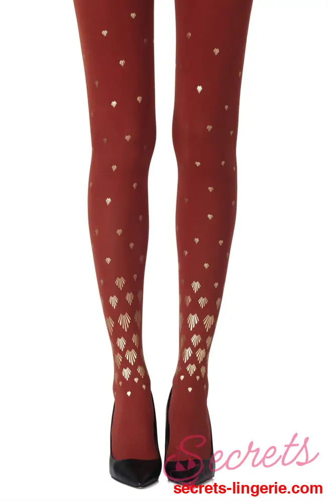 Zohara ’Shell Out’ Rust Print Tights