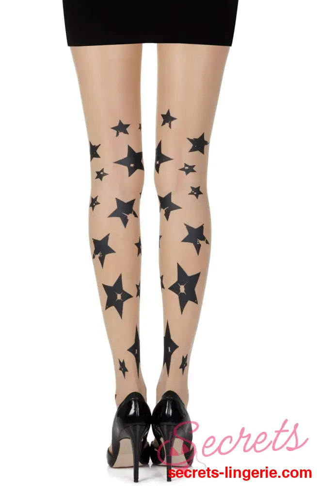 Zohara ’Shooting Stars’ Skin Sheer Print Tights