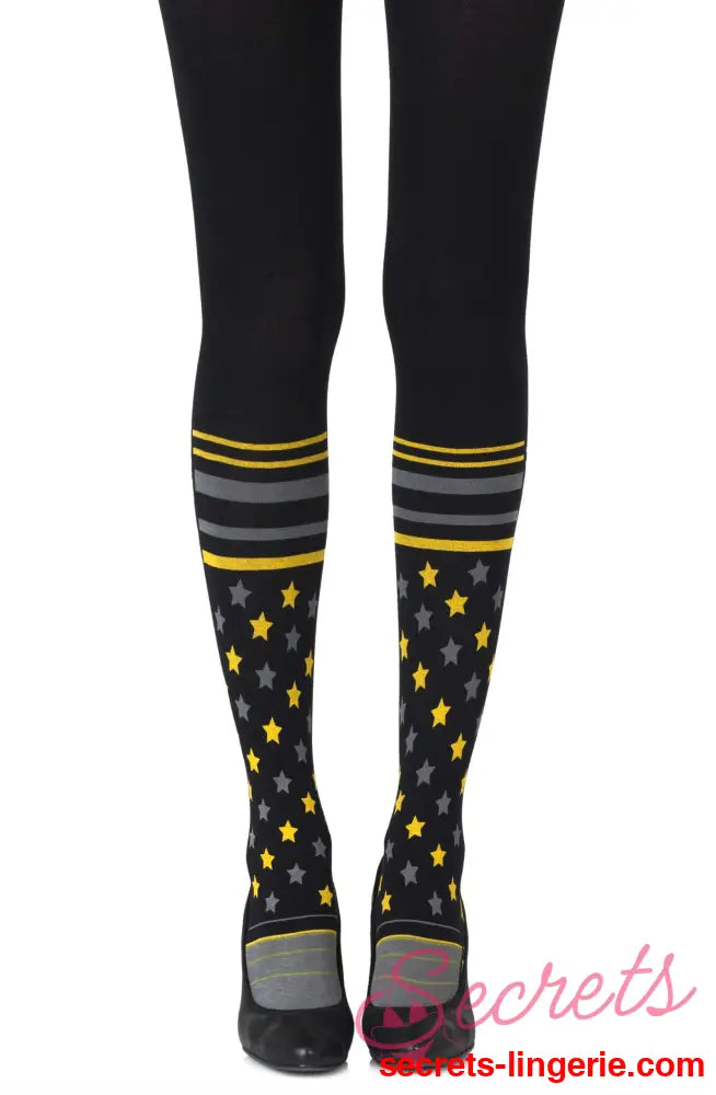 Zohara ’Sock It To Me’ Black Print Tights