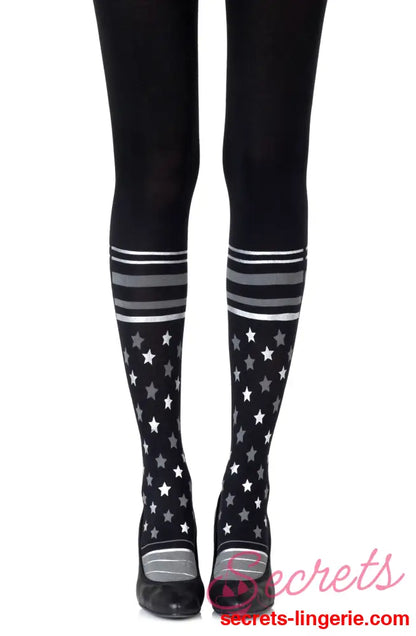 Zohara ’Sock It To Me’ Grey Silver Print Tights