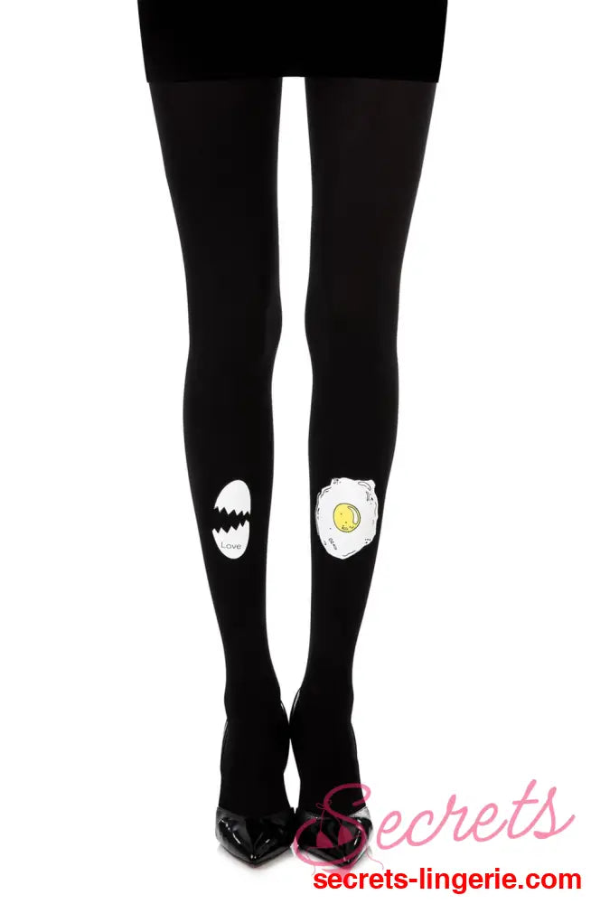 Zohara ’Sunny Side Up’ Black Print Tights