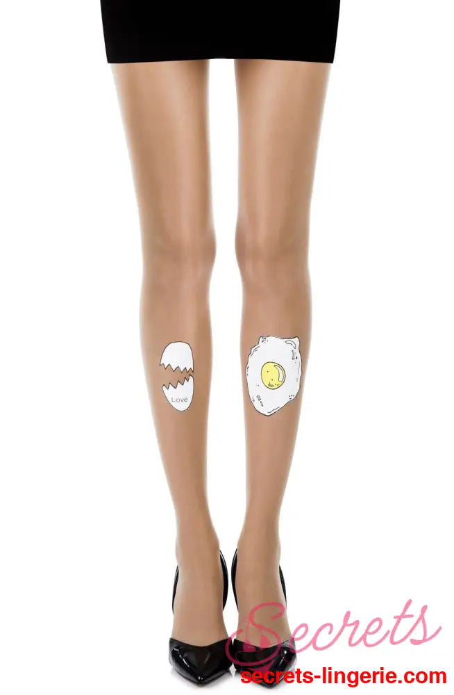 Zohara ’Sunny Side Up’ Skin Sheer Print Tights