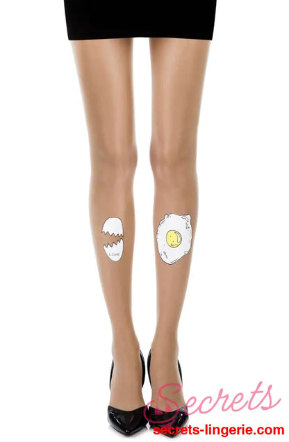 Zohara ’Sunny Side Up’ Skin Sheer Print Tights