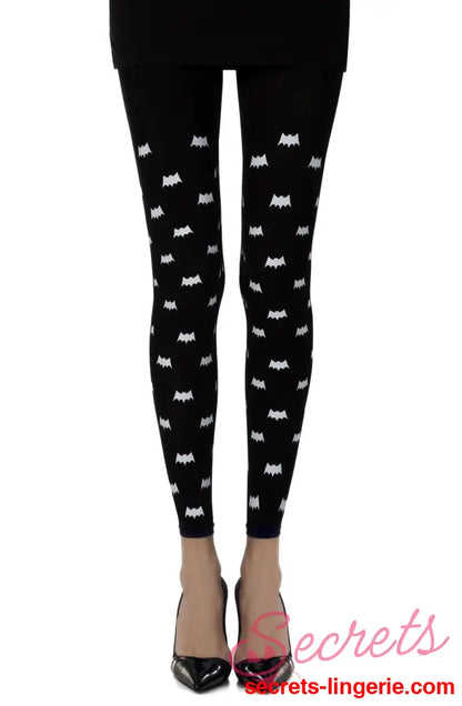 Zohara ’Super Hero’ Black Print Footless Tights