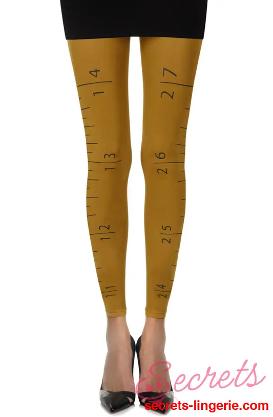 Zohara ’Tape Measure’ Mustard Footless Tights