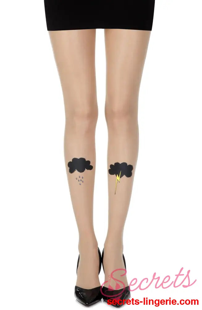 Zohara ’The Perfect Storm’ Skin Sheer Print Tights