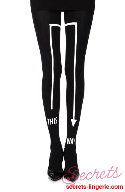 Zohara ’This Way’ Black Print Tights