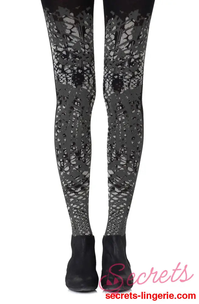 Zohara ’Tip The Scale’ Light Grey Print Tights